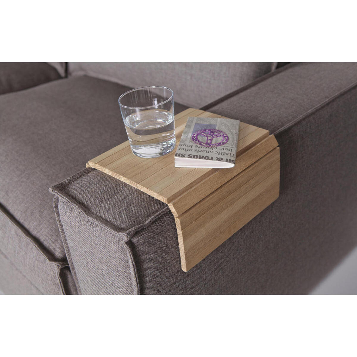 Carryhome Sofatablett eiche massiv 44/1/24 cm eichefarben , Sofatablett