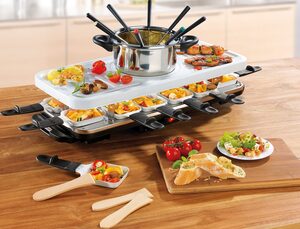 GOURMETmaxx Raclette und Fondue-Set Raclette- und Fondue Set, 12 Raclettepfännchen, 1600 W