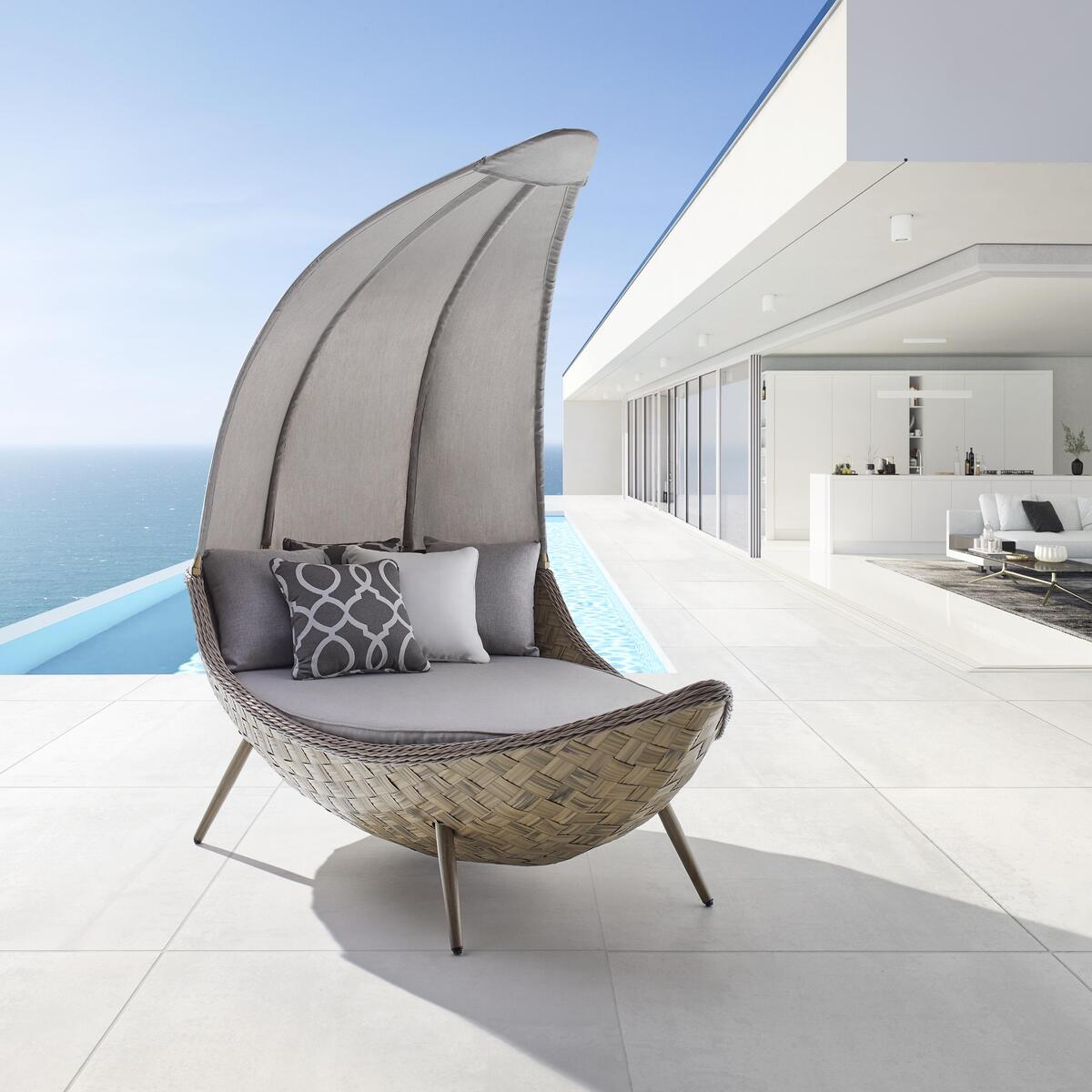 Sonneninsel inkl. Auflage und Kissen in grau/braun 'Athina' von Mömax