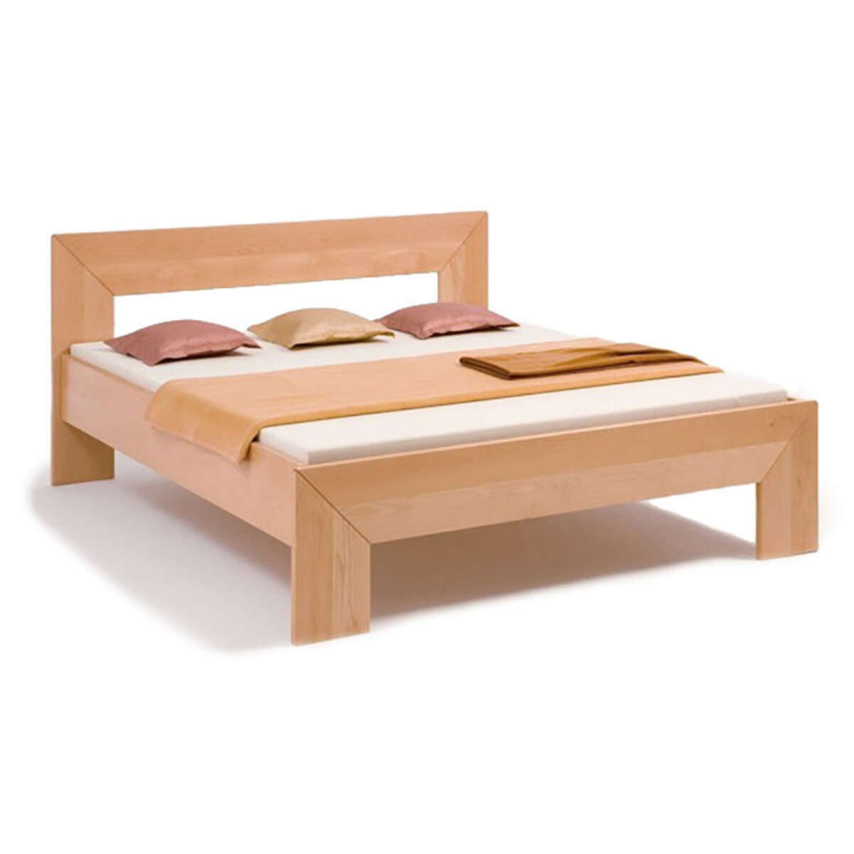 Natur - Holzbett FRAME, 200x200, Massivholzbett, metallfrei, Buche
