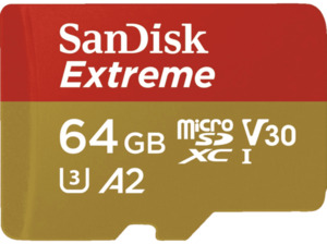 SANDISK Extreme® Micro-SDXC Speicherkarte, 64 GB, 160 MB/s, Class 10, UHS Class 3, Video Speed Class 30 (V30)