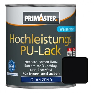 Primaster Hochleistungs PU-Lack RAL 9005 750 ml, 2 in 1, tiefschwarz, glänzend