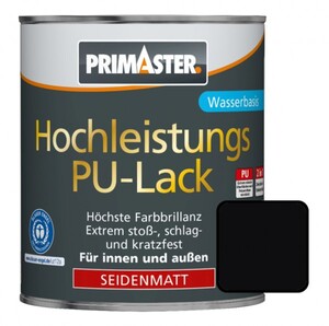 Primaster Hochleistungs PU-Lack RAL 9005 750 ml, 2 in 1, tiefschwarz, seidenmatt
