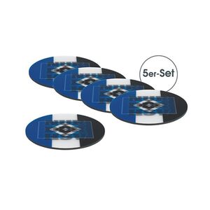 HSV Untersetzer 3D 5er-Set 10,5x10,5cm blau/weiß/schwarz mit Logo