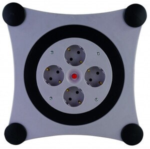 REV Kabelbox 4-fach Schutzkontaktsteckdose H05VV-F 3G1,5 grau schwarz