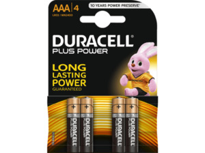 DURACELL Plus Power AAA Micro Batterie, Alkaline, 1.5 Volt 4 Stück