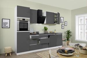 Küchenblock in Grau Hochglanz inkl. E-Geräte 'Premium'