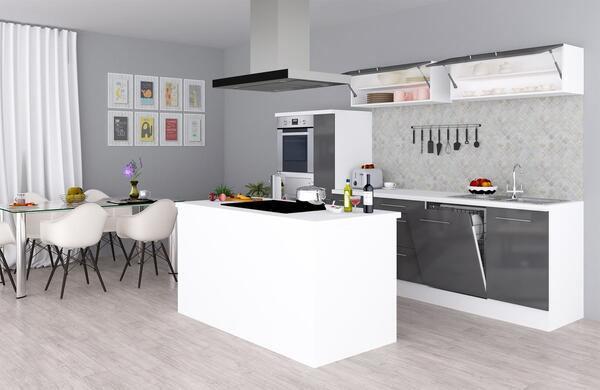 Inselküche in Grau mit E-Geräten 'Premium' von Mömax für 3.509 € ansehen!