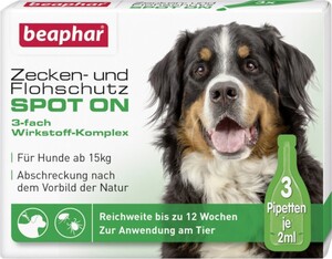 Beaphar Zecken- und Flohschutz SPOT-ON 3 x 2 ml, für große Hunde ab 15 kg