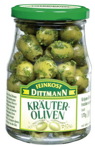 Dittmann Kräuter Oliven grün ohne Stein 170 g