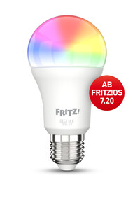 AVM FRITZ!DECT 500 LED Lampe (Smarte LED-Lampe E27 für farbiges und weißes Licht, dimmbar, 2700 K, 9 W, 806 Lumen, 20002909)