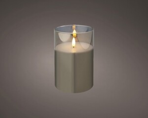 Kaemingk LED Kerze Wachs Indoor 15 cm rauchgrau Ø10 cm ,rauchgrau