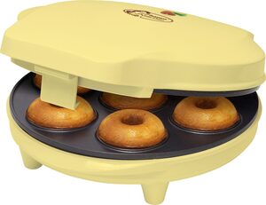 bestron Donut-Maker Sweet Dreams, 700 W, im Retro Design, Antihaftbeschichtung, Farbe: Gelb
