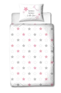 Babybettwäsche »Sterne Mädchen Bettwäsche 100x135 + 40x60 cm 2tlg., 100 % Baumwolle in Biber, soft und kuschelweich für Babys und Kinder, Traumhelden«, MTOnlinehandel