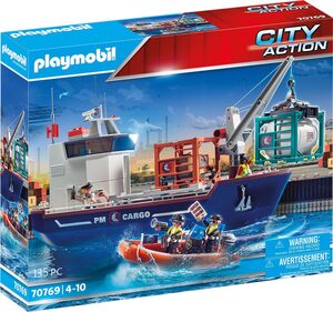 Playmobil® Konstruktions-Spielset »Großes Containerschiff mit Zollboot (70769), City Action«, (135 St), Made in Germany