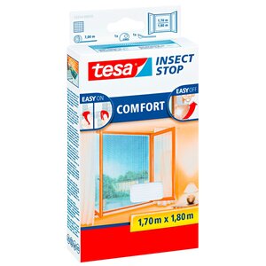 Tesa Fliegengitter Fenster mit Klettband Comfort Weiß 180 cm x 170 cm