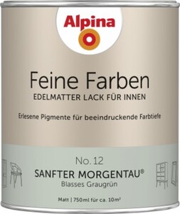 Alpina Feine Farben Lack No. 12 Sanfter Morgentau 750ml Blasses Graugrün, edelmatt