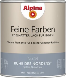 Alpina Feine Farben Lack No. 14 Ruhe des Nordens 750ml Stilles Graublau, edelmatt