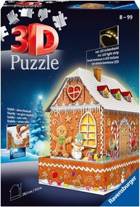 Ravensburger 3D-Puzzle »Lebkuchenhaus bei Nacht«, 216 Puzzleteile, inkl. LED-Beleuchtung  Made in Europe, FSC® - schützt Wald - weltweit