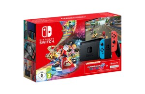 Nintendo Switch Konsole (Bundle) Konsole mit Mario Kart 8 (DC)+3 Monate NSO neon rot/neon blau