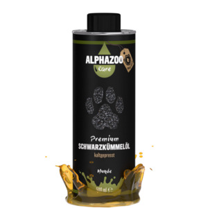 Premium Schwarzkümmelöl für Hunde & Katzen | 500ml | reich an ungesättigten Fettsäuren | ohne Konservierungsstoffe | kaltgepresst | alphazoo