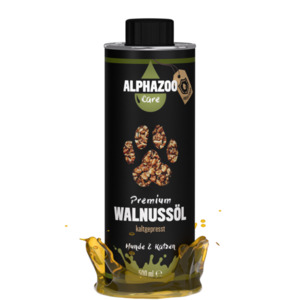 Premium Walnussöl für Hunde & Katzen | 500ml | natürlicher Energielieferant | aus frischen Walnüssen | nussiger Geschmack | vegan | alphazoo