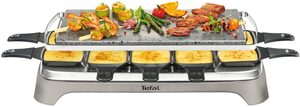 Tefal Raclette Pierrade PR457B, 10 Raclettepfännchen, 1350 W, Grill-Platte aus Stein