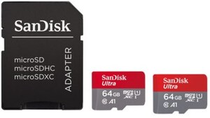 2x microSDXC Ultra A1 (64GB) Speicherkarte + Adapter