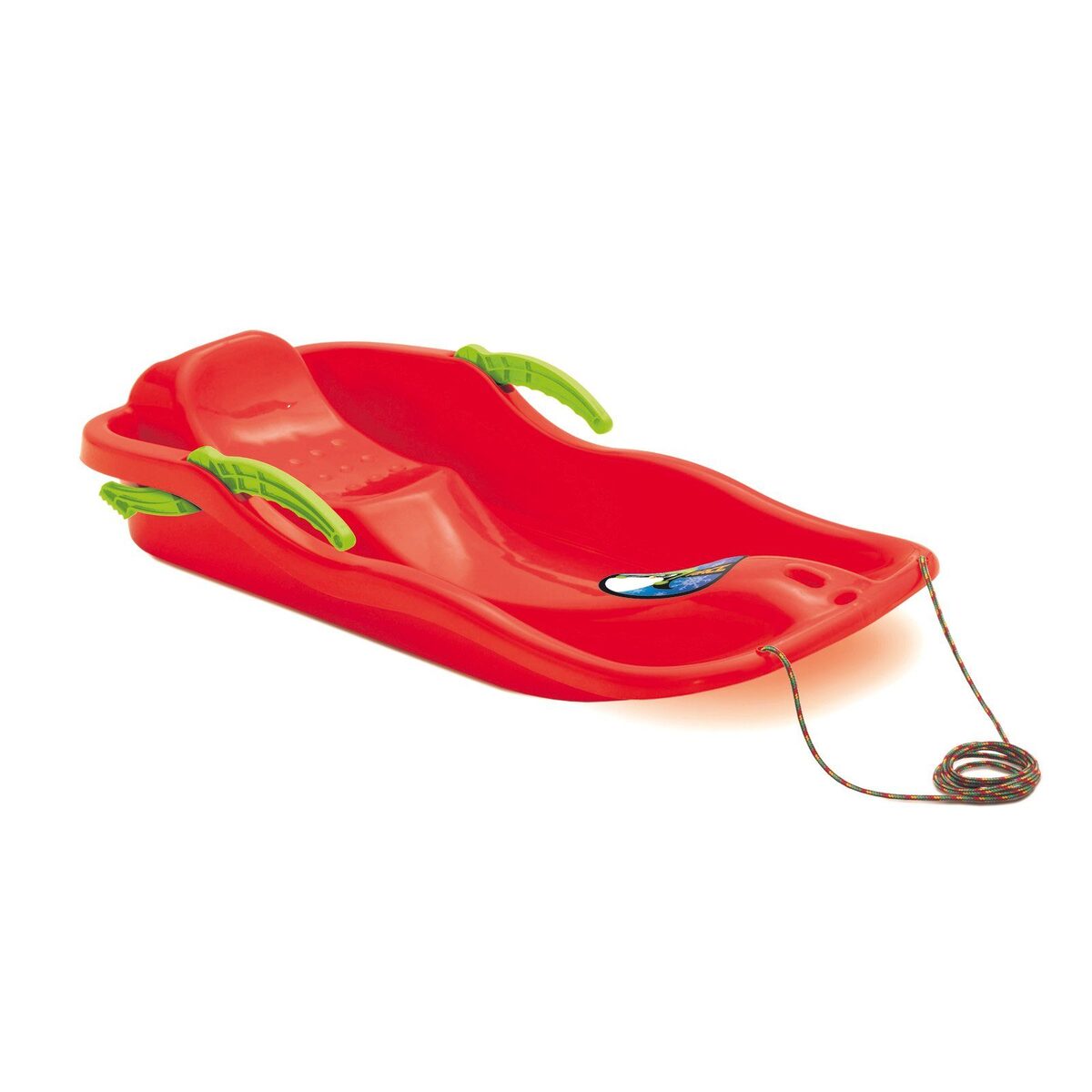 Schneebob Race 870 Rodel – Kinderschlitten Aus Kunststoff, Rot, Mit Brems-Lenk-Hebel & Zugseil