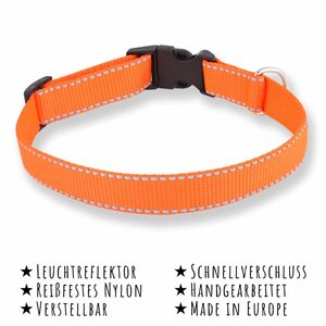 Monkimau Hunde-Halsband »Hundehalsband aus Nylon orange reflektierend«, Nylon, reflektierend