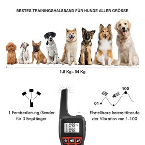 Stunluxe DogTec Hunde-Halsband »Hunde Ferntrainer Trainingshalsband 529-1«, Ferntrainer, 1000 Meter Reichweite, Lange Akku Zeit, Wasserdicht, Auf 3 Hunder erweiterbar, LED-Bildschirm, 4 Traininsmod