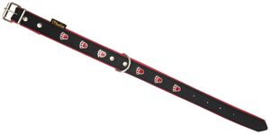 HEIM Hunde-Halsband »Pfote«, Echtleder, Länge: 60 cm, schwarz/rot