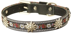 FRONHOFER Hunde-Halsband »18508«, Ökoleder, Trachten Hundehalsband 2,2 cm Leder & Textilband Edelweiss Nieten