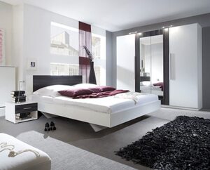 Feldmann-Wohnen Schlafzimmer-Set »VERA«, (Set, 4-tlg., bestehend aus: - einem 4-türigen Kleiderschrank, - einem Doppelbett und - 2 Nachtkonsolen), geräumig, 180 x 200 cm