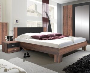 Feldmann-Wohnen Schlafzimmer-Set »VERA«, (Set, 3-tlg., bestehend aus: - einem Doppelbett und - 2 Nachtkonsolen), geräumig, 180 x 200 cm