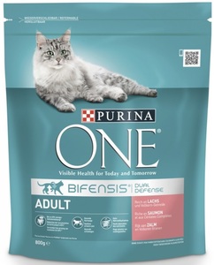 Purina One Cat Bifensis Adult Lachs und Vollkorn-Getreide Katzenfutter trocken 0,8 kg