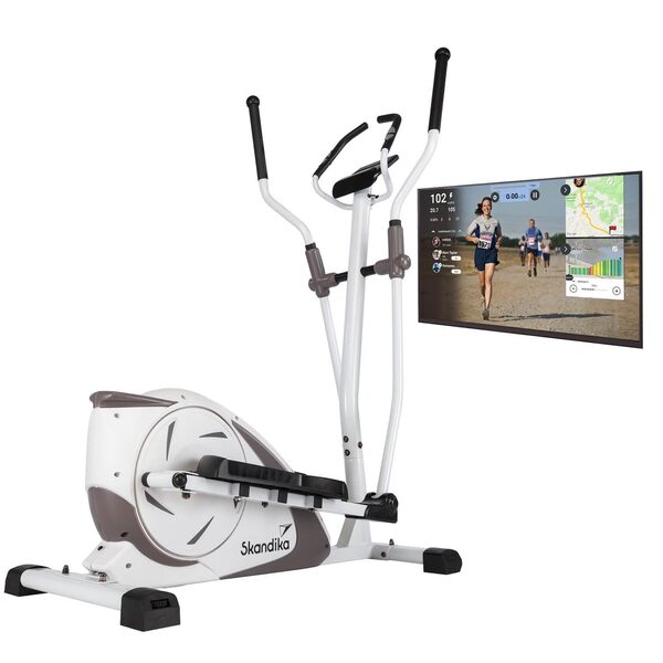 9kg Schwungmasse Heimtrainer mit Bluetooth 19 Programme 24 Widerstandsstufen App-Steuerung Magnetbremssystem Kinomap skandika Crosstrainer Fint Handpulssensoren