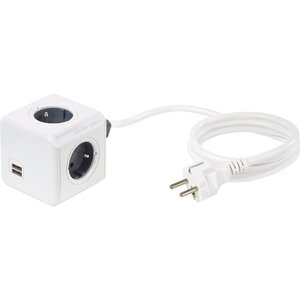 Steckdosenleiste Power Cube 4-fach Weiß 1,5 m mit USB