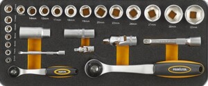 Primaster Mechaniker-Steckschlüssel-Set 27 teilig, 6,35 mm (1/4) und 12,7 mm (1/2")"