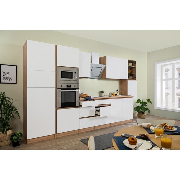 Küchenzeile Küche Küchenblock grifflos Einbauküche 280 cm weiß Matt respekta 