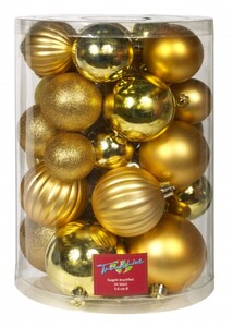 TrendLine Christbaumkugeln bruchfest, verschiedene Größen, 34 Stück, gold