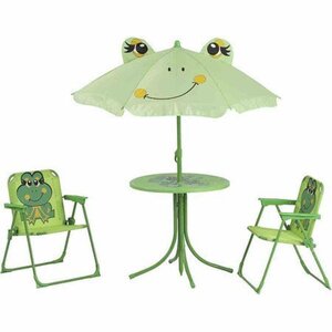 Siena Garden Froggy Kinderset Frosch, 2x Klappsessel, 1x Tisch, 1x Schirm