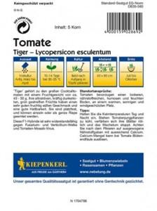 Kiepenkerl Tomate Tiger Solanum lycopersicum, Inhalt: 5 Korn