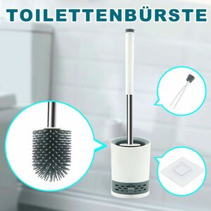Toilettenburste ohne bohren wand mit Pinzette, Aufhängbar und bodenstehbar - Weiß - Sunxury