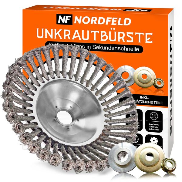 Rundbuerste fuer Motorsense 200 x 25,4 MM Kegel Unkrautbuerste Freischneider 2 Pack Gezopft 