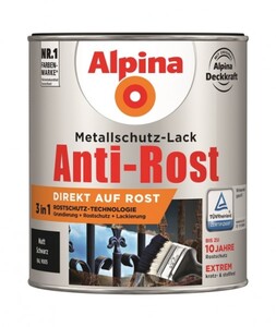 Alpina Metallschutz-Lack Anti-Rost matt schwarz, 750 ml