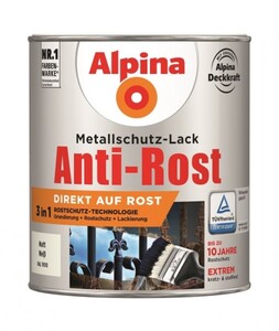 Alpina Metallschutz-Lack Anti-Rost matt weiss, 750 ml