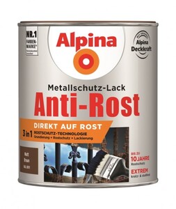 Alpina Metallschutz-Lack Anti-Rost matt braun, 750 ml