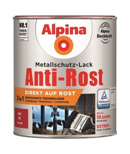 Alpina Metallschutz-Lack Anti-Rost matt rot, 750 ml