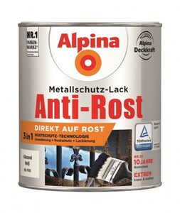 Alpina Metallschutz-Lack Anti-Rost glänzend weiss, 750 ml